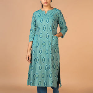 Handwoven Cotton Pochampally Ikat Kurti