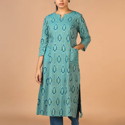 Handwoven Cotton Pochampally Ikat Kurti