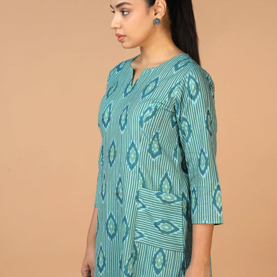 Handwoven Cotton Pochampally Ikat Kurti