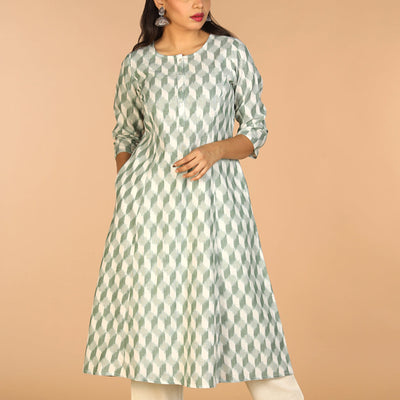 Handwoven cotton Pochampally Ikat kurta
