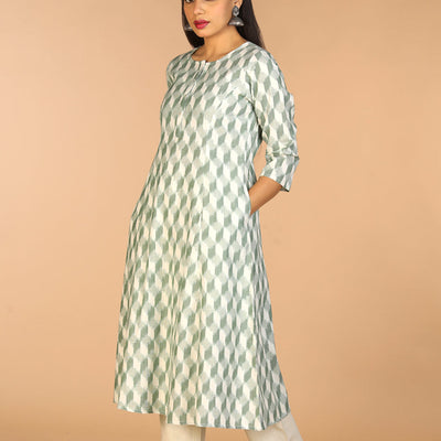 Handwoven cotton Pochampally Ikat kurta