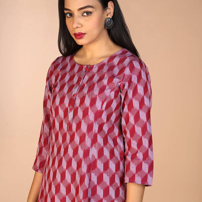 Handwoven cotton Pochampally Ikat kurta