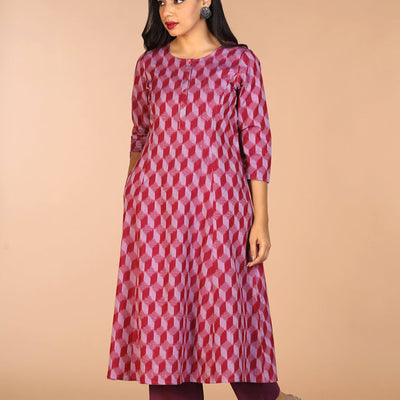 Handwoven cotton Pochampally Ikat kurta