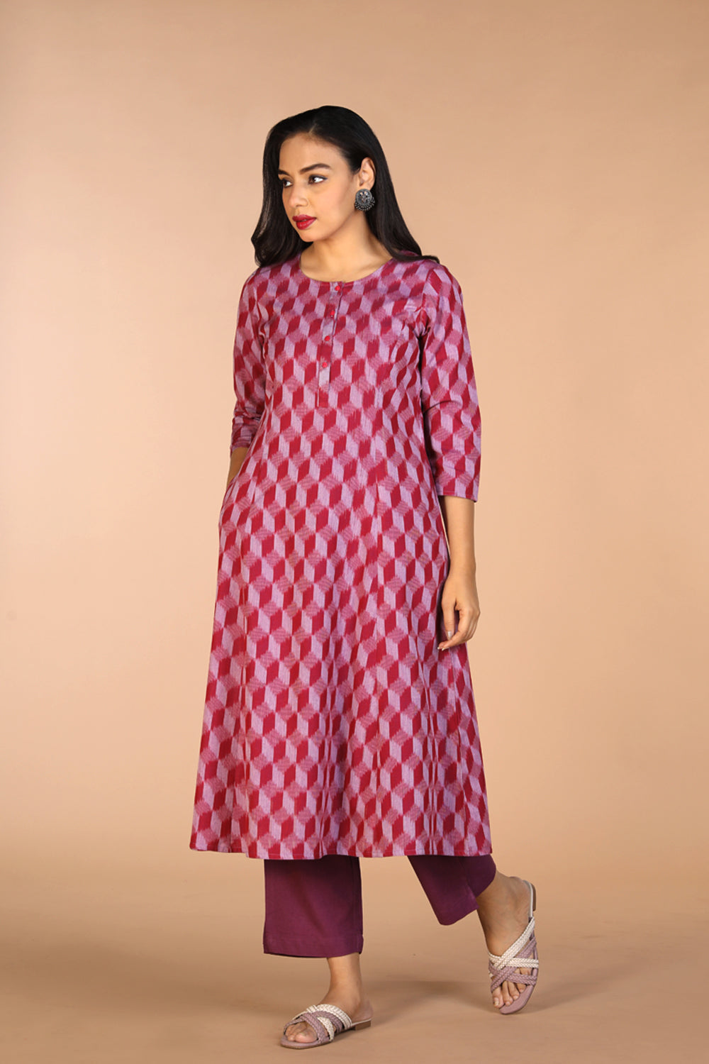 Handwoven cotton Pochampally Ikat kurta