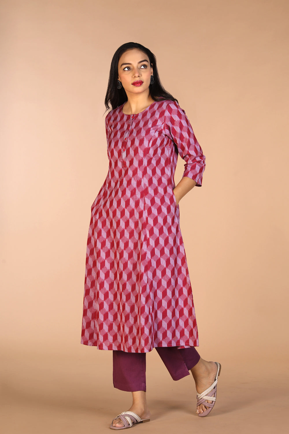 Handwoven cotton Pochampally Ikat kurta