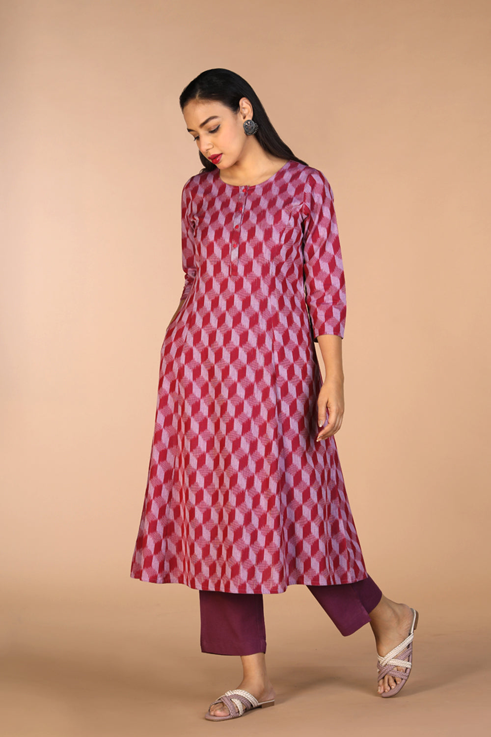 Handwoven cotton Pochampally Ikat kurta