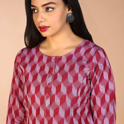 Handwoven cotton Pochampally Ikat kurta