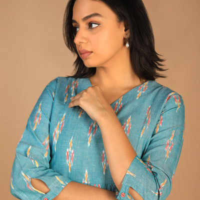 Handwoven cotton Pochampally Ikat kurti