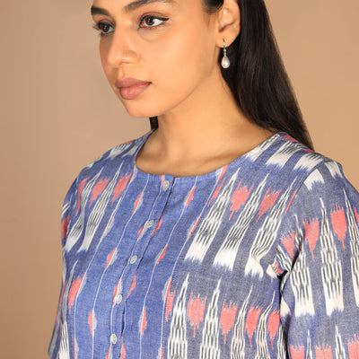 Handwoven cotton pochampally Ikat kurti