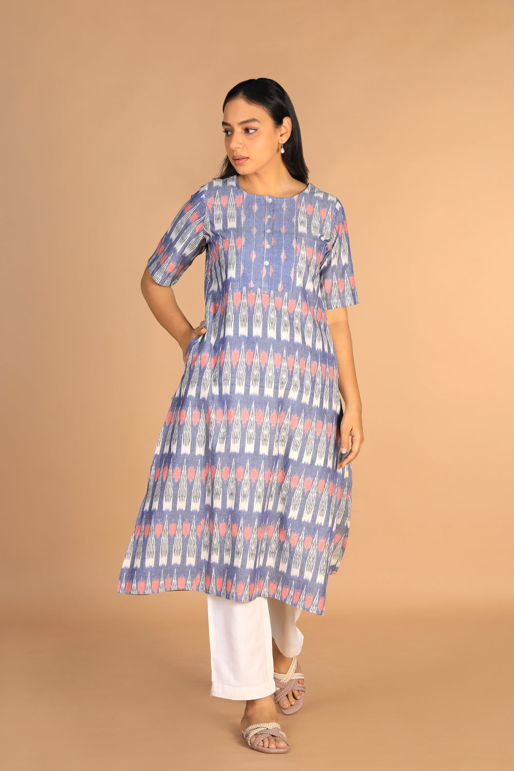 Handwoven cotton pochampally Ikat kurti