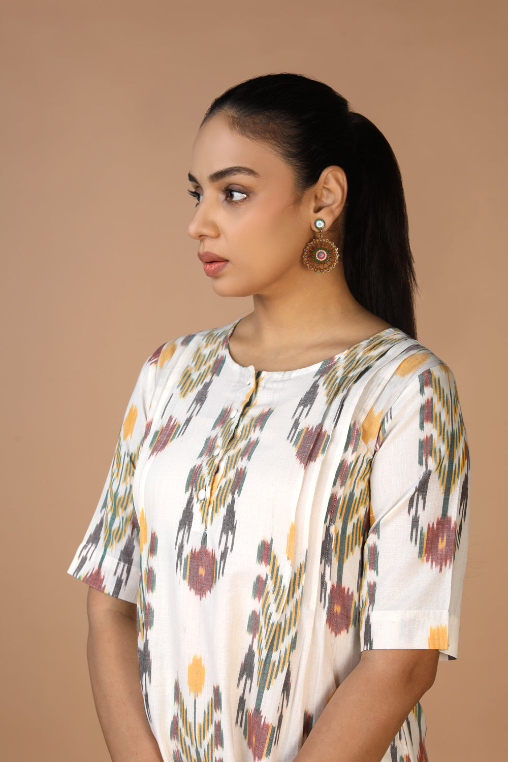 Handwoven cotton Pochampally Ikat Kurta