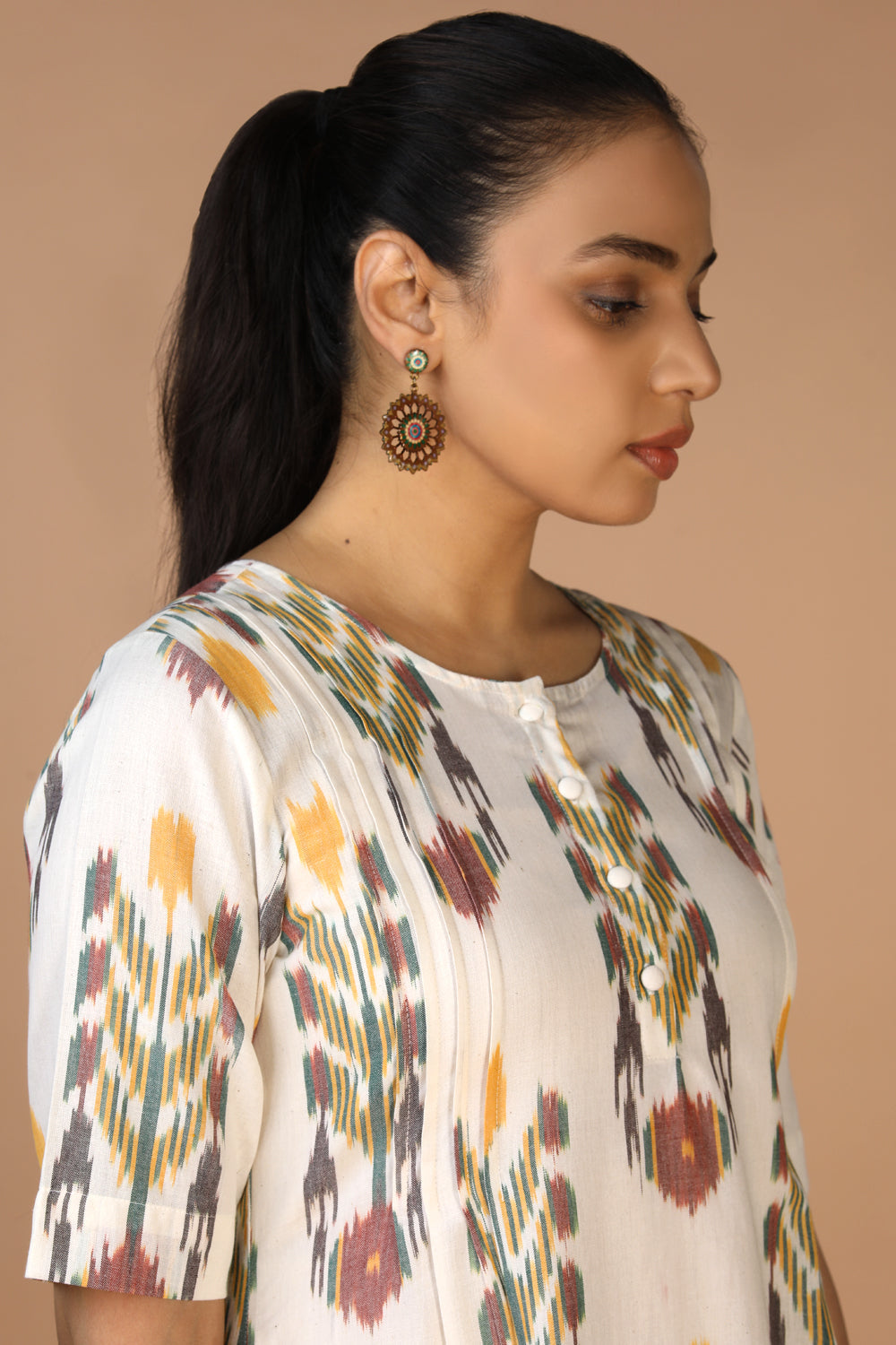 Handwoven cotton Pochampally Ikat Kurta
