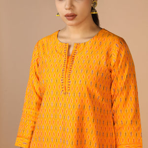 Handwoven Cotton Pochampally Ikat Kurti