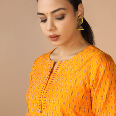 Handwoven Cotton Pochampally Ikat Kurti