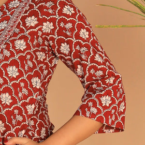 Embroidered cotton Bagh block printed  kurti