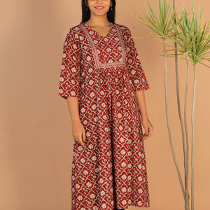 Embroidered cotton Bagh block printed  kurti