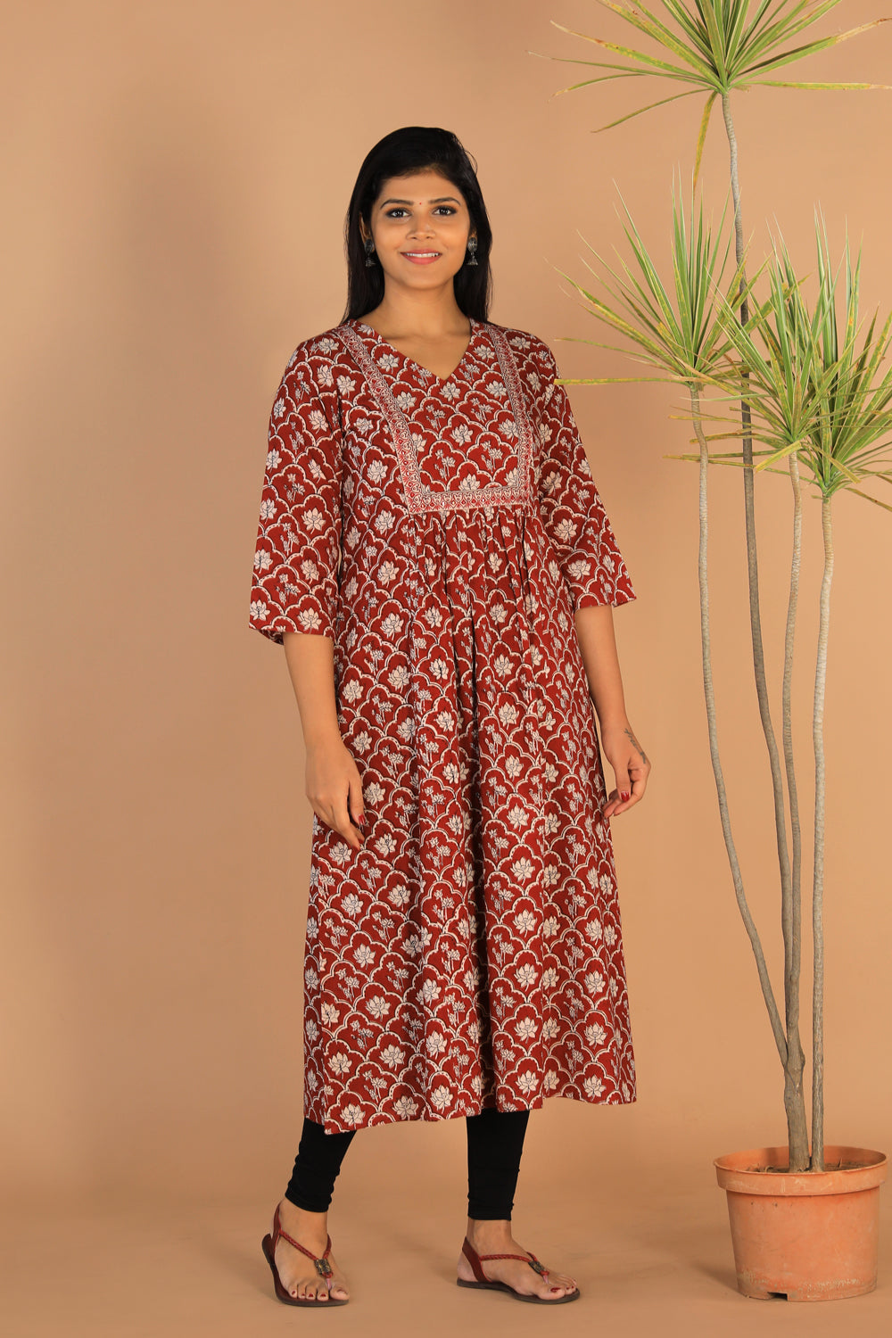 Embroidered cotton Bagh block printed  kurti