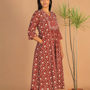 Embroidered cotton Bagh block printed  kurti