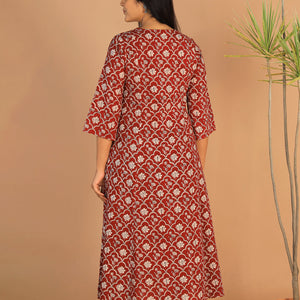 Embroidered cotton Bagh block printed  kurti