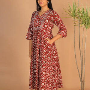 Embroidered cotton Bagh block printed  kurti