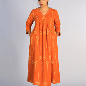 Hand embroidered cotton Pochampally Ikat dress