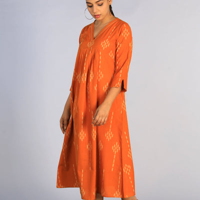 Hand embroidered cotton Pochampally Ikat dress