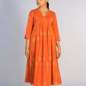 Hand embroidered cotton Pochampally Ikat dress