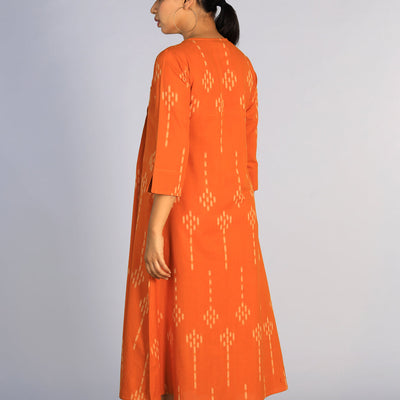 Hand embroidered cotton Pochampally Ikat dress