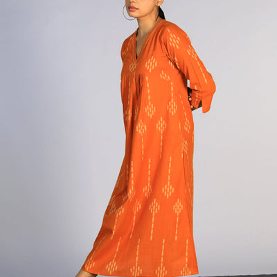 Hand embroidered cotton Pochampally Ikat dress