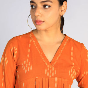 Hand embroidered cotton Pochampally Ikat dress