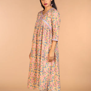 Floral Sanganeri hand block printed cotton Kurta