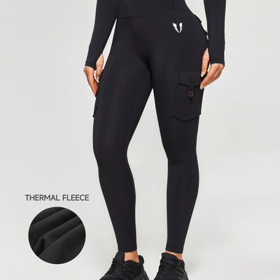 PowerMove Thermal Fleece Cargo Leggings - Black