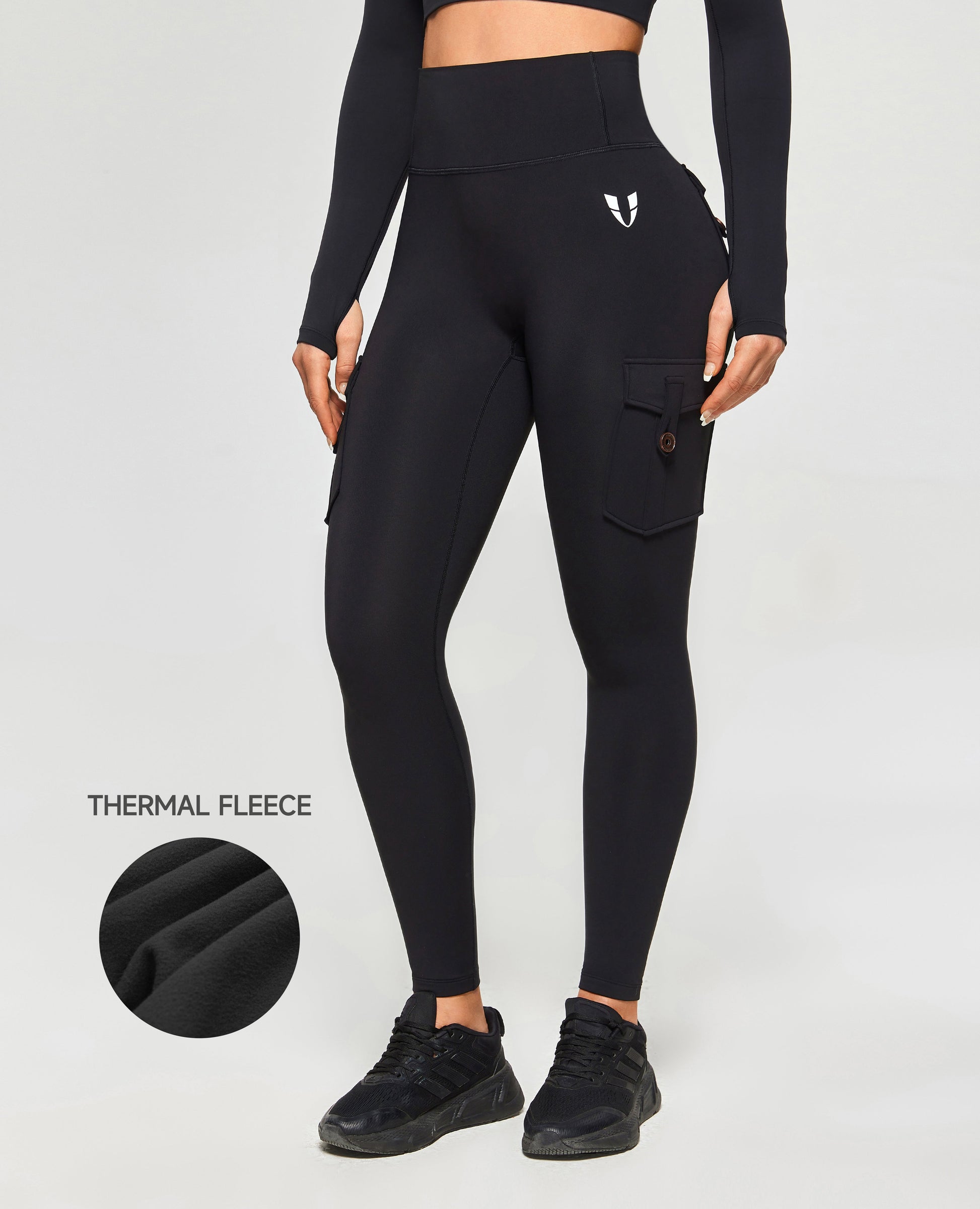 PowerMove Thermal Fleece Cargo Leggings - Black