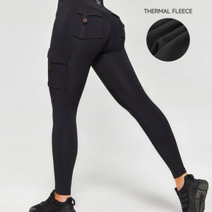 PowerMove Thermal Fleece Cargo Leggings - Black