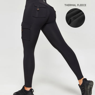 PowerMove Thermal Fleece Cargo Leggings - Black