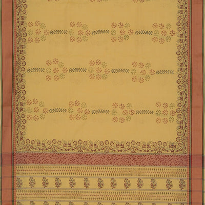 Hand block printed cotton saree
