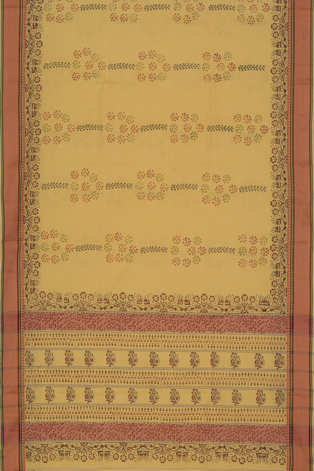 Hand block printed cotton saree
