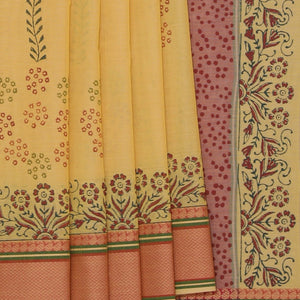 Hand block printed cotton saree