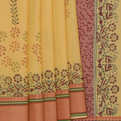 Hand block printed cotton saree