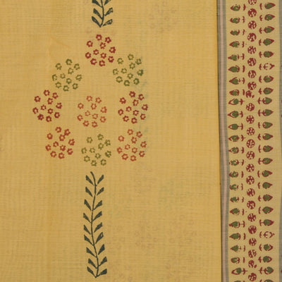 Hand block printed cotton saree