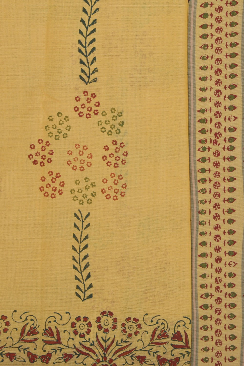 Hand block printed cotton saree