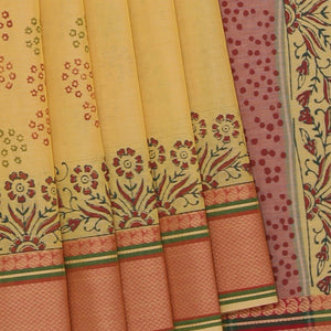 Hand block printed cotton saree