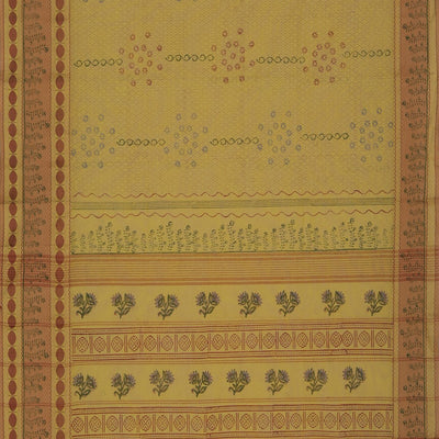 Hand block printed cotton saree