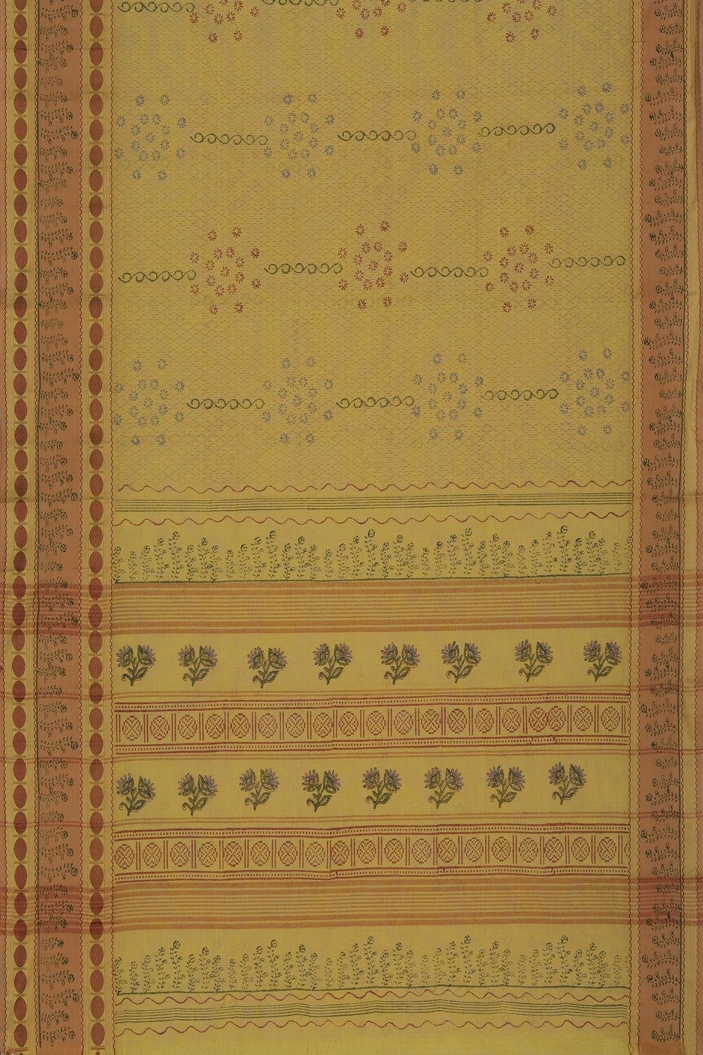 Hand block printed cotton saree
