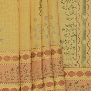 Hand block printed cotton saree