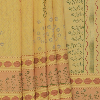 Hand block printed cotton saree
