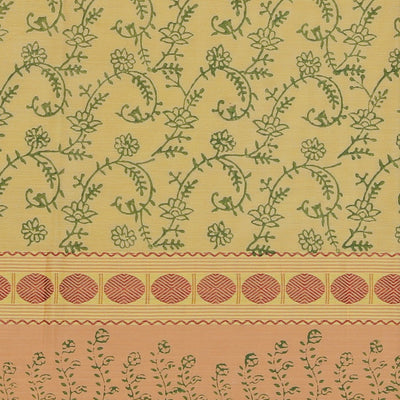 Hand block printed cotton saree