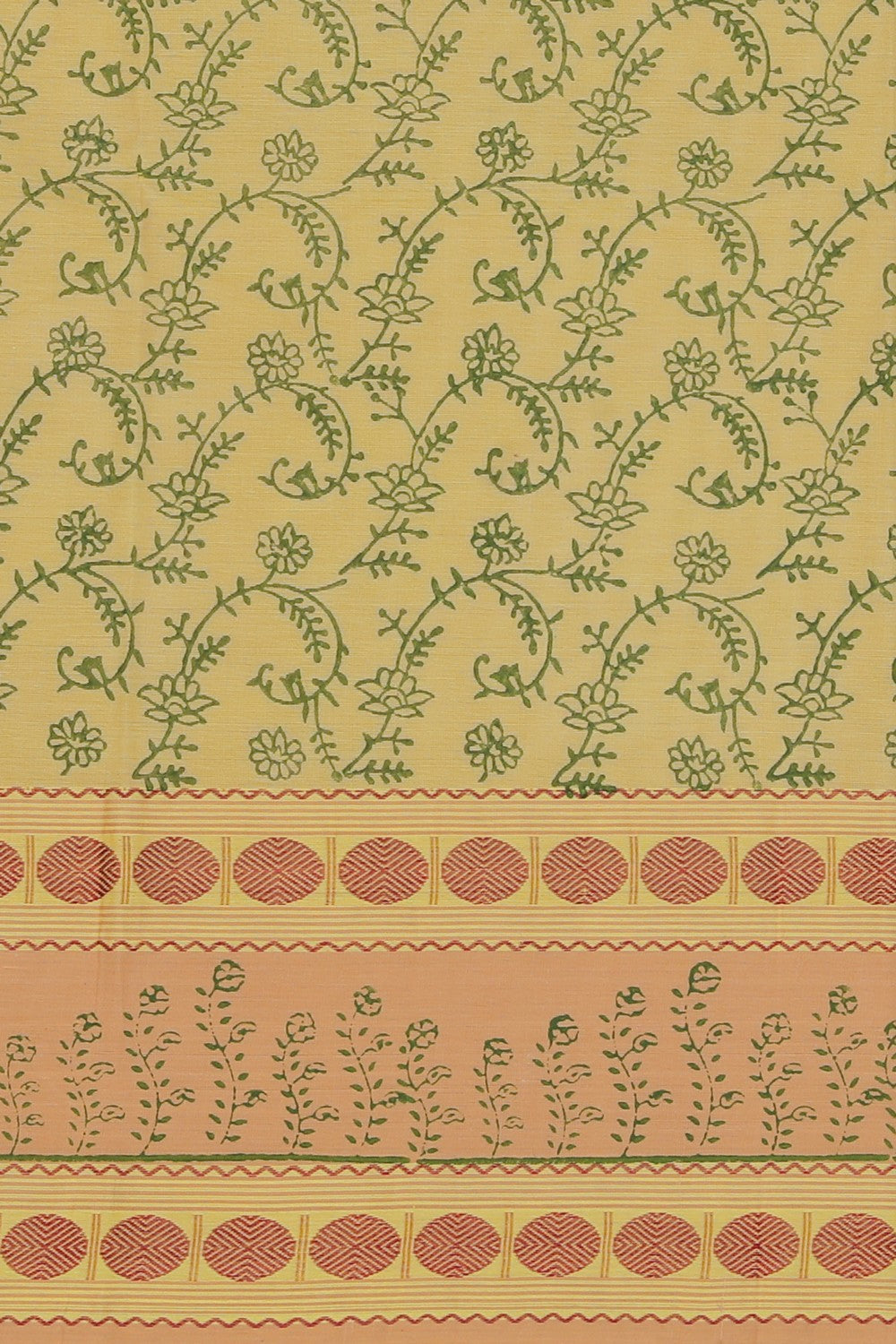 Hand block printed cotton saree