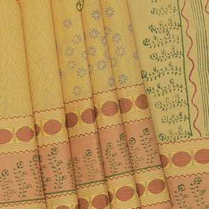 Hand block printed cotton saree