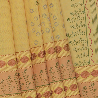 Hand block printed cotton saree